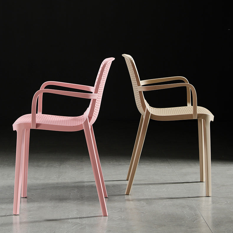 Contemporary Plastic Arm Chair Kitchen Dining Room Solid Back Chair Clearhalo 'Dining Chairs' 'Dining Tables & Seating' 'dining_chair' 'Furniture' 'furniture_dining_chair' 'Kitchen & Dining Furniture' 4955014