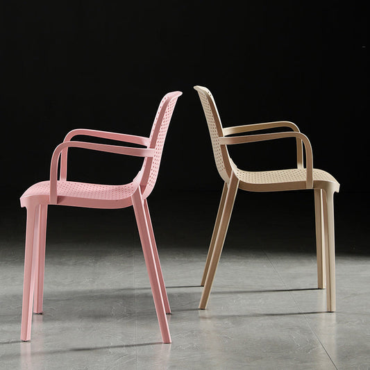 Contemporary Plastic Arm Chair Kitchen Dining Room Solid Back Chair Clearhalo 'Dining Chairs' 'Dining Tables & Seating' 'dining_chair' 'Furniture' 'furniture_dining_chair' 'Kitchen & Dining Furniture' 4955014