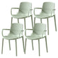 Contemporary Plastic Arm Chair Kitchen Dining Room Solid Back Chair Green Set of 4 Clearhalo 'Dining Chairs' 'Dining Tables & Seating' 'dining_chair' 'Furniture' 'furniture_dining_chair' 'Kitchen & Dining Furniture' 4955015