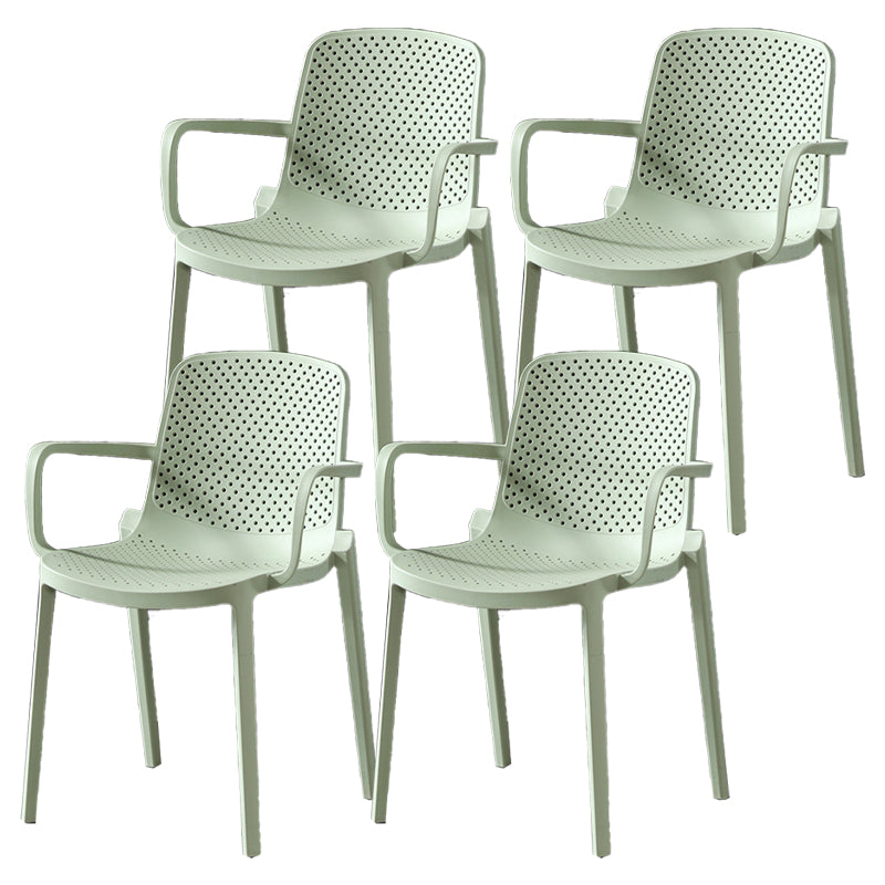 Contemporary Plastic Arm Chair Kitchen Dining Room Solid Back Chair Green Set of 4 Clearhalo 'Dining Chairs' 'Dining Tables & Seating' 'dining_chair' 'Furniture' 'furniture_dining_chair' 'Kitchen & Dining Furniture' 4955015