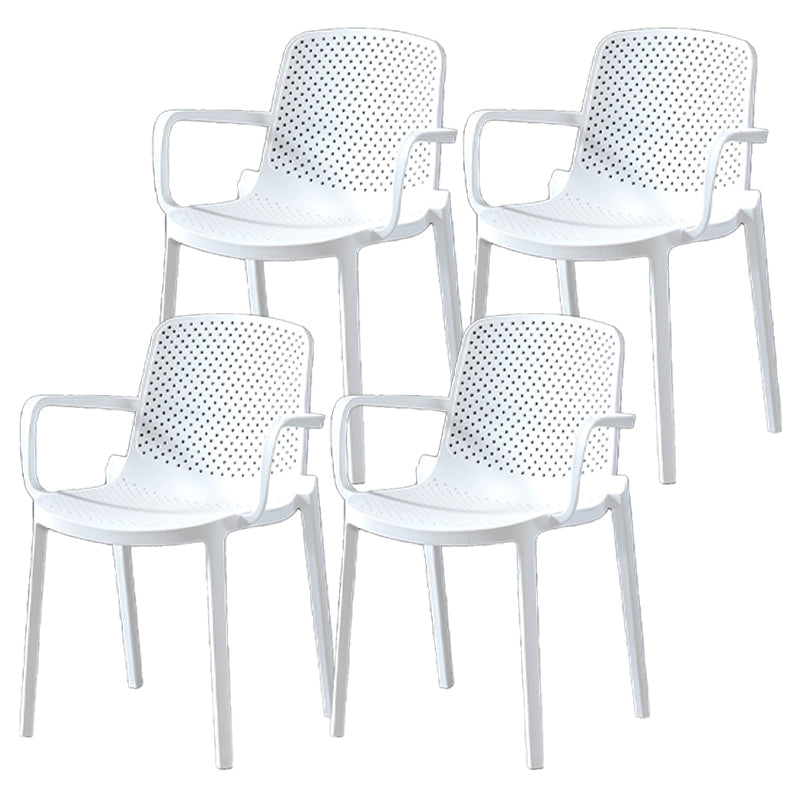 Contemporary Plastic Arm Chair Kitchen Dining Room Solid Back Chair White Set of 4 Clearhalo 'Dining Chairs' 'Dining Tables & Seating' 'dining_chair' 'Furniture' 'furniture_dining_chair' 'Kitchen & Dining Furniture' 4955023