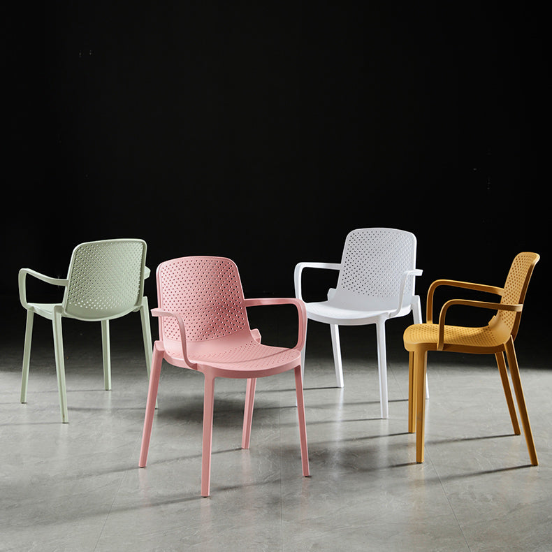 Contemporary Plastic Arm Chair Kitchen Dining Room Solid Back Chair Clearhalo 'Dining Chairs' 'Dining Tables & Seating' 'dining_chair' 'Furniture' 'furniture_dining_chair' 'Kitchen & Dining Furniture' 4955025