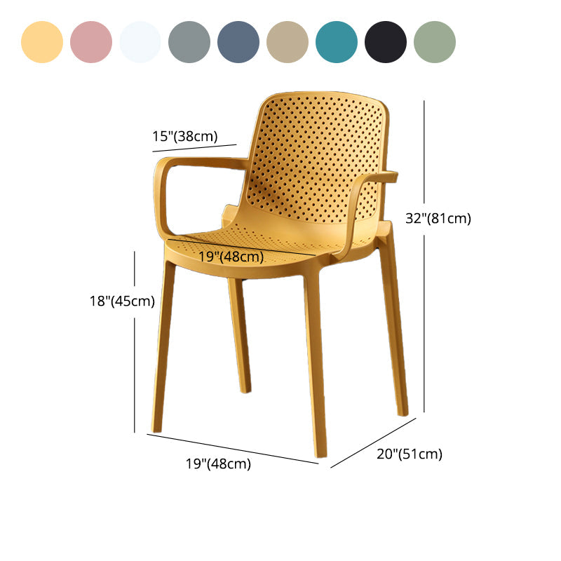 Contemporary Plastic Arm Chair Kitchen Dining Room Solid Back Chair Clearhalo 'Dining Chairs' 'Dining Tables & Seating' 'dining_chair' 'Furniture' 'furniture_dining_chair' 'Kitchen & Dining Furniture' 4955027