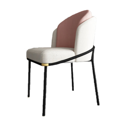 Upholstered Side Chair Modern Style Dining Chair for Dining Room White-Pink 1 Piece Clearhalo 'Dining Chairs' 'Dining Tables & Seating' 'dining_chair' 'furn' 'furn_dining_chair' 'Furniture' 'furniture_dining_chair' 'Kitchen & Dining Furniture' 4955032