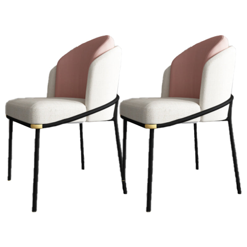 Upholstered Side Chair Modern Style Dining Chair for Dining Room White-Pink 2 Piece Set Clearhalo 'Dining Chairs' 'Dining Tables & Seating' 'dining_chair' 'furn' 'furn_dining_chair' 'Furniture' 'furniture_dining_chair' 'Kitchen & Dining Furniture' 4955035