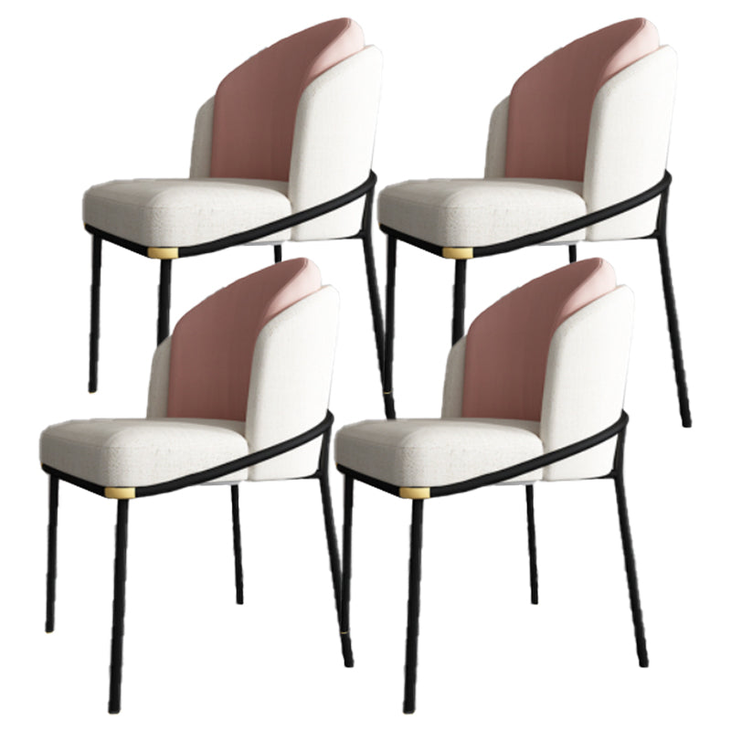 Upholstered Side Chair Modern Style Dining Chair for Dining Room White-Pink 4 Piece Set Clearhalo 'Dining Chairs' 'Dining Tables & Seating' 'dining_chair' 'furn' 'furn_dining_chair' 'Furniture' 'furniture_dining_chair' 'Kitchen & Dining Furniture' 4955036