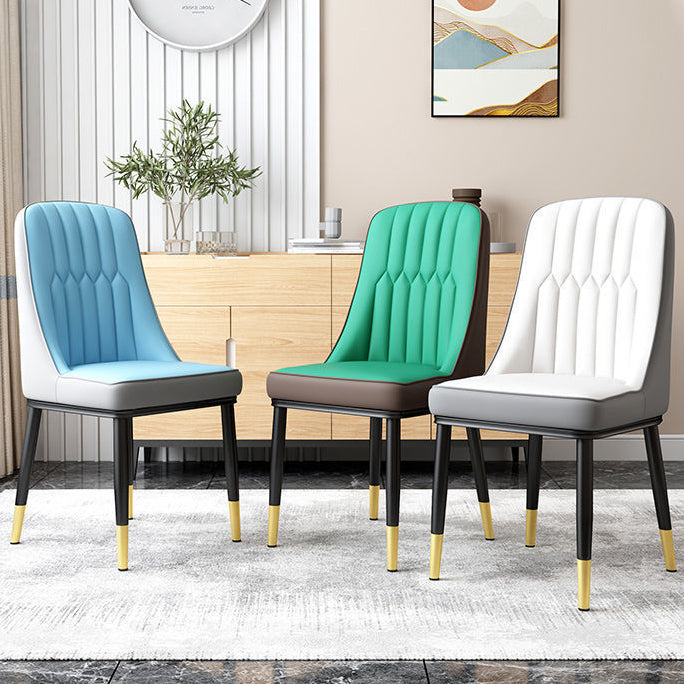 Glam Parsons Dining Side Chair Leather Indoor Dining Chair with Metal Legs Clearhalo 'Dining Chairs' 'Dining Tables & Seating' 'dining_chair' 'furn' 'furn_dining_chair' 'Furniture' 'furniture_dining_chair' 'Kitchen & Dining Furniture' 4955046