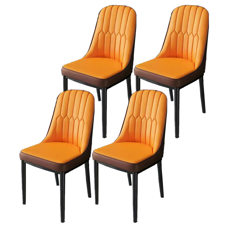 Glam Parsons Dining Side Chair Leather Indoor Dining Chair with Metal Legs Orange 4 Piece Set Black Clearhalo 'Dining Chairs' 'Dining Tables & Seating' 'dining_chair' 'furn' 'furn_dining_chair' 'Furniture' 'furniture_dining_chair' 'Kitchen & Dining Furniture' 4955061