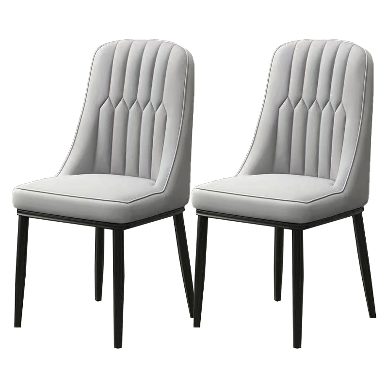 Glam Parsons Dining Side Chair Leather Indoor Dining Chair with Metal Legs Light Grey 2 Piece Set Black Clearhalo 'Dining Chairs' 'Dining Tables & Seating' 'dining_chair' 'furn' 'furn_dining_chair' 'Furniture' 'furniture_dining_chair' 'Kitchen & Dining Furniture' 4955066