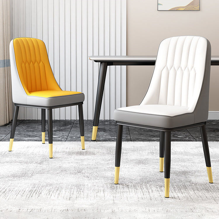 Glam Parsons Dining Side Chair Leather Indoor Dining Chair with Metal Legs Clearhalo 'Dining Chairs' 'Dining Tables & Seating' 'dining_chair' 'furn' 'furn_dining_chair' 'Furniture' 'furniture_dining_chair' 'Kitchen & Dining Furniture' 4955067