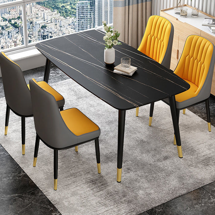 Glam Parsons Dining Side Chair Leather Indoor Dining Chair with Metal Legs Clearhalo 'Dining Chairs' 'Dining Tables & Seating' 'dining_chair' 'furn' 'furn_dining_chair' 'Furniture' 'furniture_dining_chair' 'Kitchen & Dining Furniture' 4955068