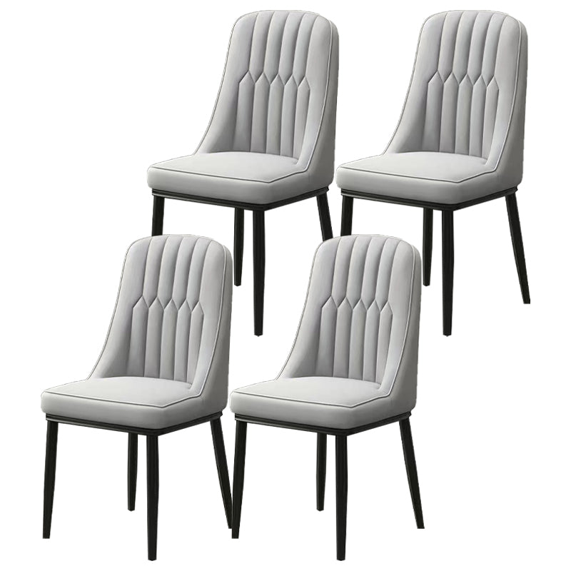 Glam Parsons Dining Side Chair Leather Indoor Dining Chair with Metal Legs Light Grey 4 Piece Set Black Clearhalo 'Dining Chairs' 'Dining Tables & Seating' 'dining_chair' 'furn' 'furn_dining_chair' 'Furniture' 'furniture_dining_chair' 'Kitchen & Dining Furniture' 4955069