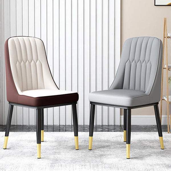 Glam Parsons Dining Side Chair Leather Indoor Dining Chair with Metal Legs Clearhalo 'Dining Chairs' 'Dining Tables & Seating' 'dining_chair' 'furn' 'furn_dining_chair' 'Furniture' 'furniture_dining_chair' 'Kitchen & Dining Furniture' 4955070