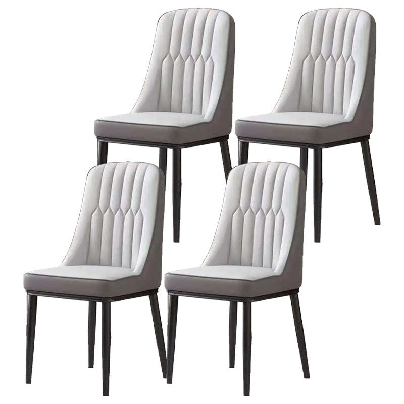 Glam Parsons Dining Side Chair Leather Indoor Dining Chair with Metal Legs Dark Light Grey 4 Piece Set Black Clearhalo 'Dining Chairs' 'Dining Tables & Seating' 'dining_chair' 'furn' 'furn_dining_chair' 'Furniture' 'furniture_dining_chair' 'Kitchen & Dining Furniture' 4955074