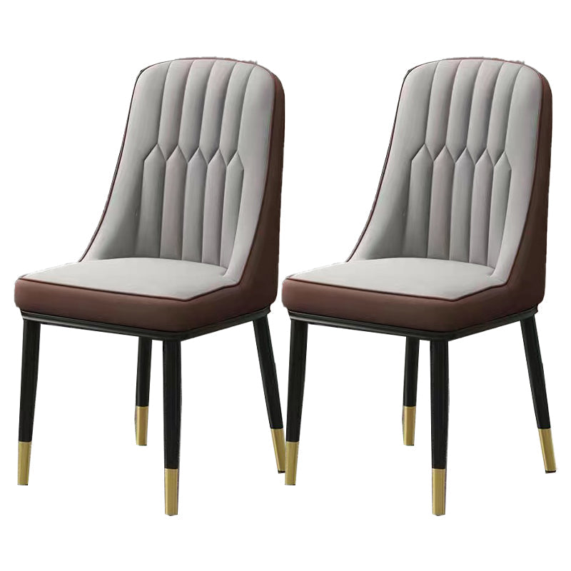 Glam Parsons Dining Side Chair Leather Indoor Dining Chair with Metal Legs Gray 2 Piece Set Brass Gold Clearhalo 'Dining Chairs' 'Dining Tables & Seating' 'dining_chair' 'furn' 'furn_dining_chair' 'Furniture' 'furniture_dining_chair' 'Kitchen & Dining Furniture' 4955075