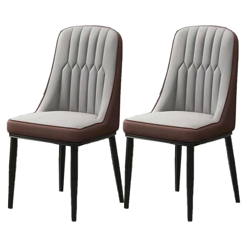 Glam Parsons Dining Side Chair Leather Indoor Dining Chair with Metal Legs Gray 2 Piece Set Black Clearhalo 'Dining Chairs' 'Dining Tables & Seating' 'dining_chair' 'furn' 'furn_dining_chair' 'Furniture' 'furniture_dining_chair' 'Kitchen & Dining Furniture' 4955077