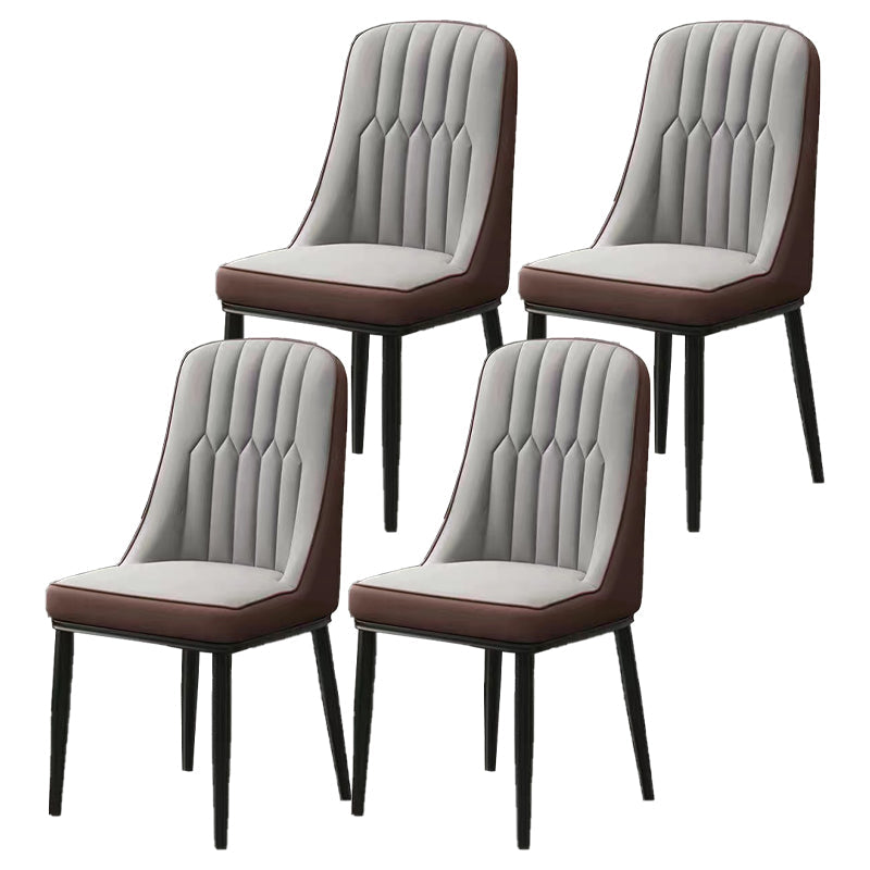 Glam Parsons Dining Side Chair Leather Indoor Dining Chair with Metal Legs Gray 4 Piece Set Black Clearhalo 'Dining Chairs' 'Dining Tables & Seating' 'dining_chair' 'furn' 'furn_dining_chair' 'Furniture' 'furniture_dining_chair' 'Kitchen & Dining Furniture' 4955078