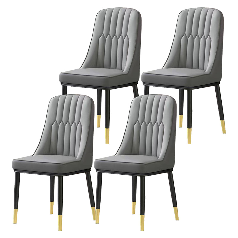 Glam Parsons Dining Side Chair Leather Indoor Dining Chair with Metal Legs Dark Gray 4 Piece Set Brass Gold Clearhalo 'Dining Chairs' 'Dining Tables & Seating' 'dining_chair' 'furn' 'furn_dining_chair' 'Furniture' 'furniture_dining_chair' 'Kitchen & Dining Furniture' 4955080