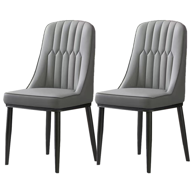 Glam Parsons Dining Side Chair Leather Indoor Dining Chair with Metal Legs Dark Gray 2 Piece Set Black Clearhalo 'Dining Chairs' 'Dining Tables & Seating' 'dining_chair' 'furn' 'furn_dining_chair' 'Furniture' 'furniture_dining_chair' 'Kitchen & Dining Furniture' 4955081