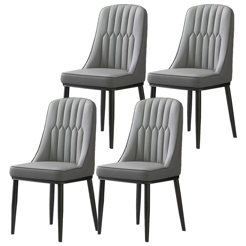 Glam Parsons Dining Side Chair Leather Indoor Dining Chair with Metal Legs Dark Gray 4 Piece Set Black Clearhalo 'Dining Chairs' 'Dining Tables & Seating' 'dining_chair' 'furn' 'furn_dining_chair' 'Furniture' 'furniture_dining_chair' 'Kitchen & Dining Furniture' 4955082