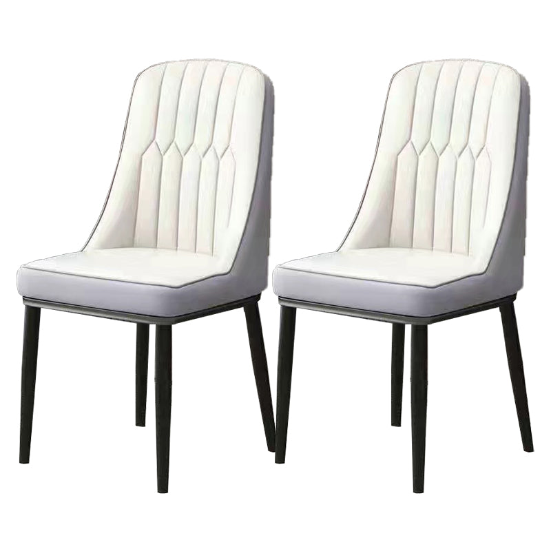 Glam Parsons Dining Side Chair Leather Indoor Dining Chair with Metal Legs Grey White 2 Piece Set Black Clearhalo 'Dining Chairs' 'Dining Tables & Seating' 'dining_chair' 'furn' 'furn_dining_chair' 'Furniture' 'furniture_dining_chair' 'Kitchen & Dining Furniture' 4955085