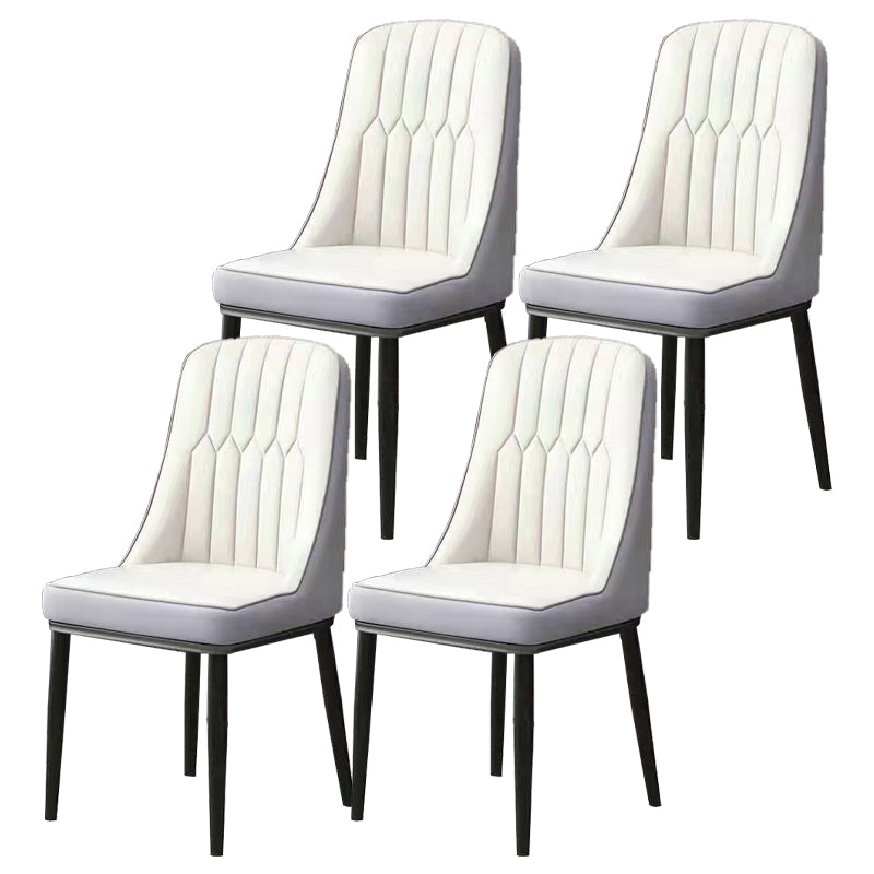 Glam Parsons Dining Side Chair Leather Indoor Dining Chair with Metal Legs Grey White 4 Piece Set Black Clearhalo 'Dining Chairs' 'Dining Tables & Seating' 'dining_chair' 'furn' 'furn_dining_chair' 'Furniture' 'furniture_dining_chair' 'Kitchen & Dining Furniture' 4955086