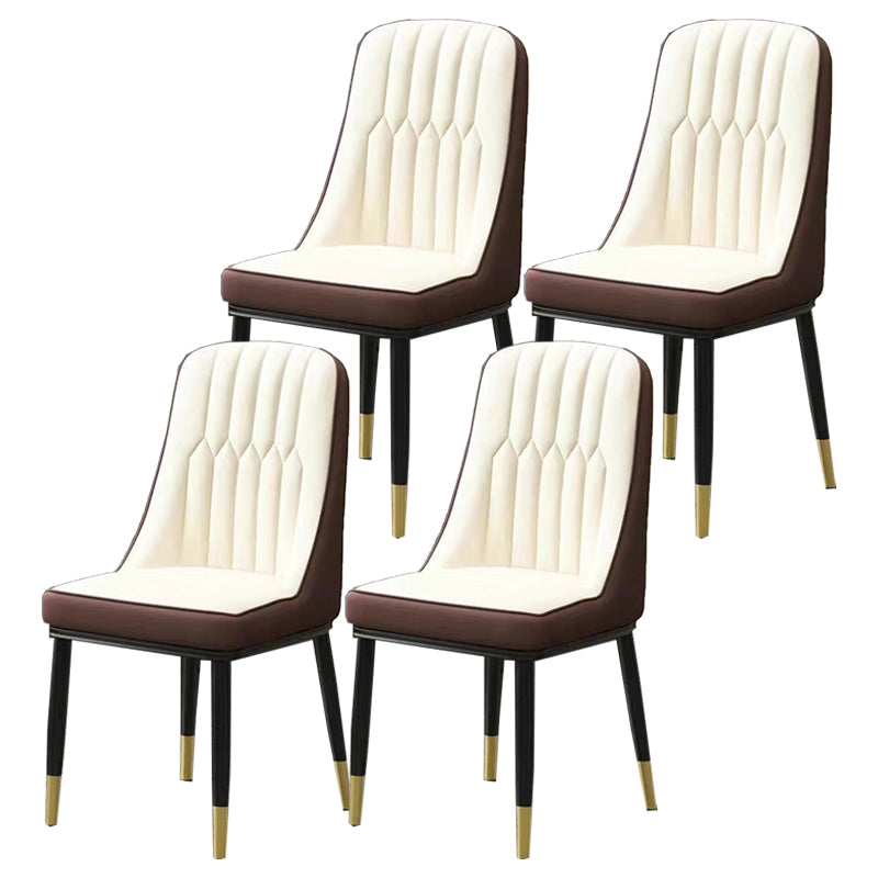 Glam Parsons Dining Side Chair Leather Indoor Dining Chair with Metal Legs Coffee White 4 Piece Set Brass Gold Clearhalo 'Dining Chairs' 'Dining Tables & Seating' 'dining_chair' 'furn' 'furn_dining_chair' 'Furniture' 'furniture_dining_chair' 'Kitchen & Dining Furniture' 4955088