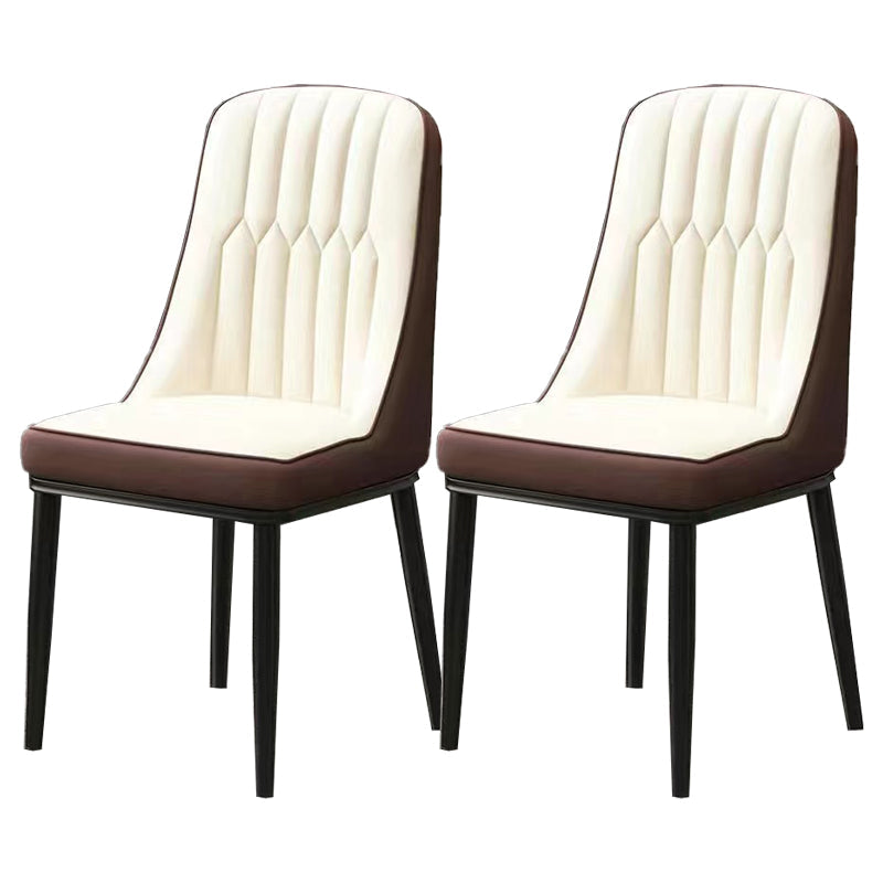 Glam Parsons Dining Side Chair Leather Indoor Dining Chair with Metal Legs Coffee White 2 Piece Set Black Clearhalo 'Dining Chairs' 'Dining Tables & Seating' 'dining_chair' 'furn' 'furn_dining_chair' 'Furniture' 'furniture_dining_chair' 'Kitchen & Dining Furniture' 4955089