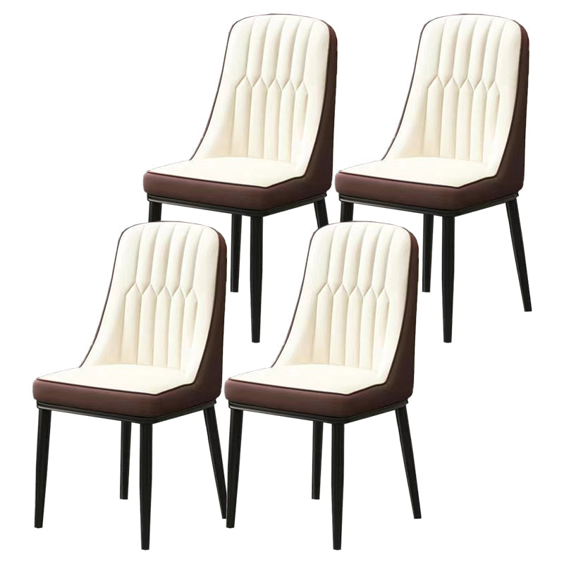 Glam Parsons Dining Side Chair Leather Indoor Dining Chair with Metal Legs Coffee White 4 Piece Set Black Clearhalo 'Dining Chairs' 'Dining Tables & Seating' 'dining_chair' 'furn' 'furn_dining_chair' 'Furniture' 'furniture_dining_chair' 'Kitchen & Dining Furniture' 4955090
