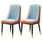 Glam Parsons Dining Side Chair Leather Indoor Dining Chair with Metal Legs Blue 2 Piece Set Brass Gold Clearhalo 'Dining Chairs' 'Dining Tables & Seating' 'dining_chair' 'furn' 'furn_dining_chair' 'Furniture' 'furniture_dining_chair' 'Kitchen & Dining Furniture' 4955091