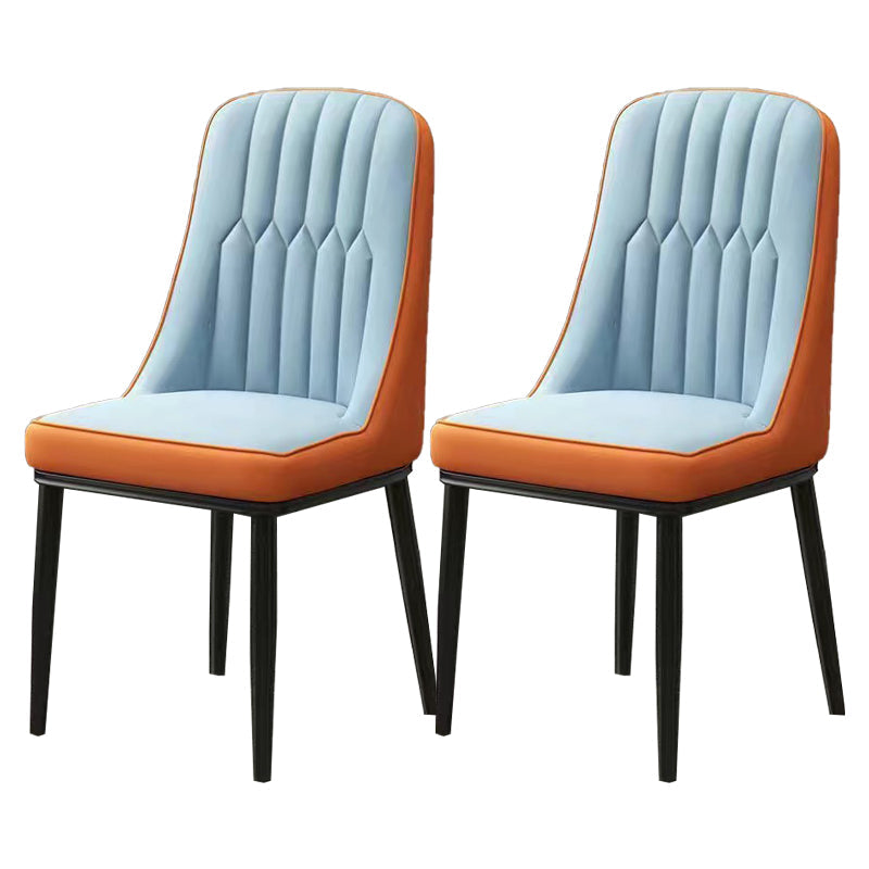 Glam Parsons Dining Side Chair Leather Indoor Dining Chair with Metal Legs Blue 2 Piece Set Black Clearhalo 'Dining Chairs' 'Dining Tables & Seating' 'dining_chair' 'furn' 'furn_dining_chair' 'Furniture' 'furniture_dining_chair' 'Kitchen & Dining Furniture' 4955093