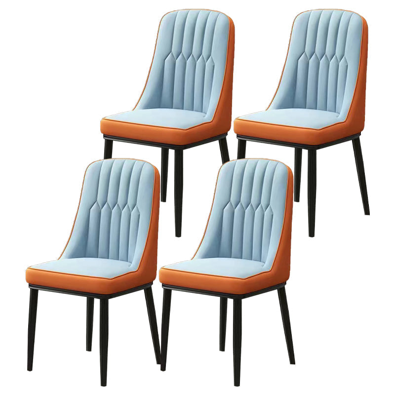 Glam Parsons Dining Side Chair Leather Indoor Dining Chair with Metal Legs Blue 4 Piece Set Black Clearhalo 'Dining Chairs' 'Dining Tables & Seating' 'dining_chair' 'furn' 'furn_dining_chair' 'Furniture' 'furniture_dining_chair' 'Kitchen & Dining Furniture' 4955094