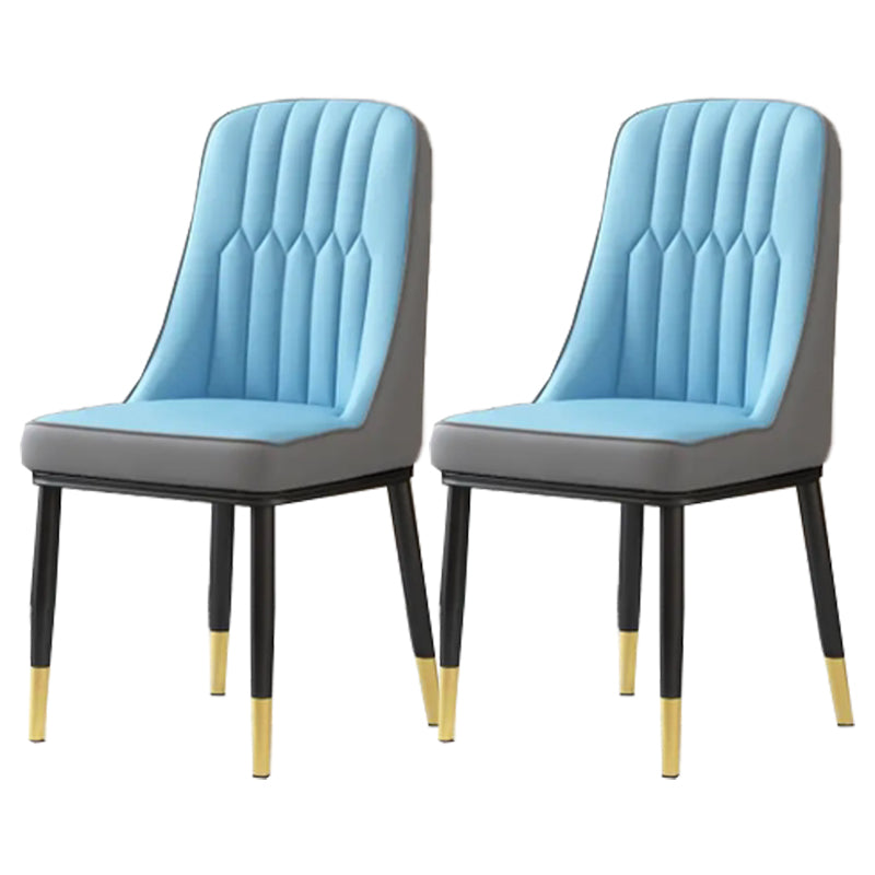 Glam Parsons Dining Side Chair Leather Indoor Dining Chair with Metal Legs Lake Blue 2 Piece Set Brass Gold Clearhalo 'Dining Chairs' 'Dining Tables & Seating' 'dining_chair' 'furn' 'furn_dining_chair' 'Furniture' 'furniture_dining_chair' 'Kitchen & Dining Furniture' 4955095
