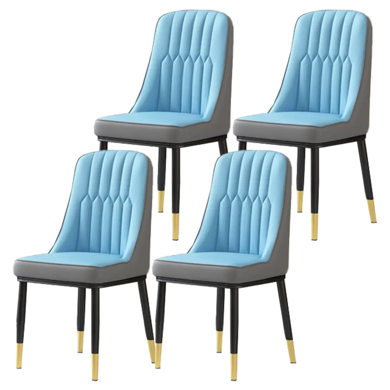 Glam Parsons Dining Side Chair Leather Indoor Dining Chair with Metal Legs Lake Blue 4 Piece Set Brass Gold Clearhalo 'Dining Chairs' 'Dining Tables & Seating' 'dining_chair' 'furn' 'furn_dining_chair' 'Furniture' 'furniture_dining_chair' 'Kitchen & Dining Furniture' 4955096