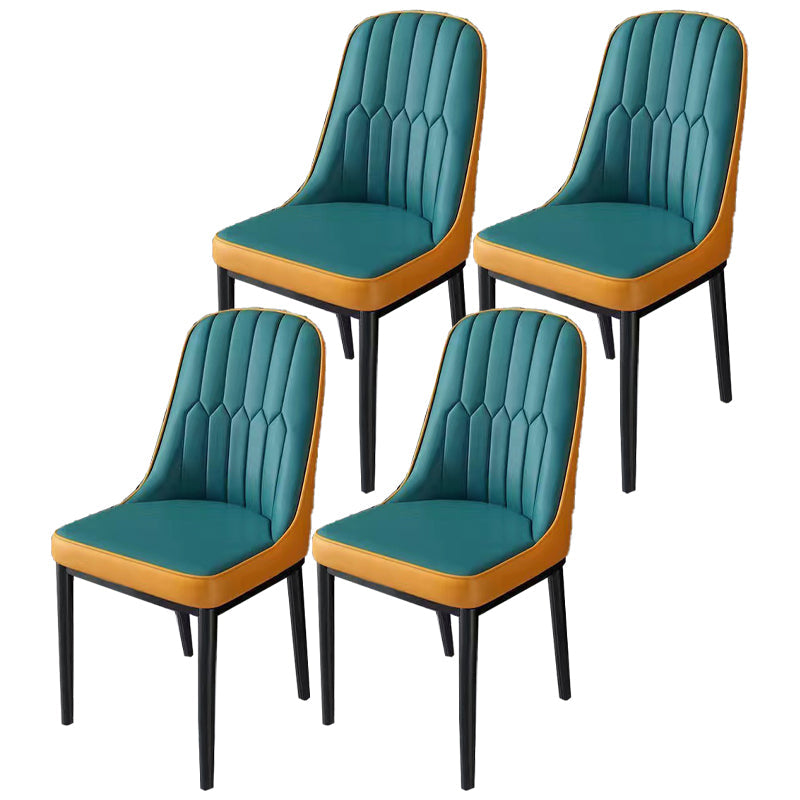Glam Parsons Dining Side Chair Leather Indoor Dining Chair with Metal Legs Sky Blue 4 Piece Set Black Clearhalo 'Dining Chairs' 'Dining Tables & Seating' 'dining_chair' 'furn' 'furn_dining_chair' 'Furniture' 'furniture_dining_chair' 'Kitchen & Dining Furniture' 4955100