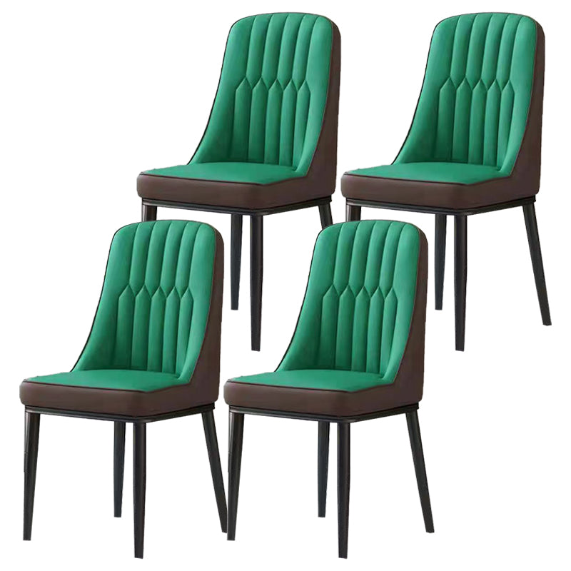 Glam Parsons Dining Side Chair Leather Indoor Dining Chair with Metal Legs Green 4 Piece Set Black Clearhalo 'Dining Chairs' 'Dining Tables & Seating' 'dining_chair' 'furn' 'furn_dining_chair' 'Furniture' 'furniture_dining_chair' 'Kitchen & Dining Furniture' 4955102