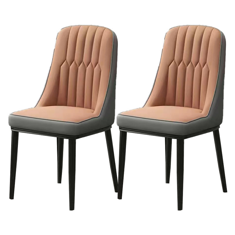 Glam Parsons Dining Side Chair Leather Indoor Dining Chair with Metal Legs Coffee 2 Piece Set Black Clearhalo 'Dining Chairs' 'Dining Tables & Seating' 'dining_chair' 'furn' 'furn_dining_chair' 'Furniture' 'furniture_dining_chair' 'Kitchen & Dining Furniture' 4955103