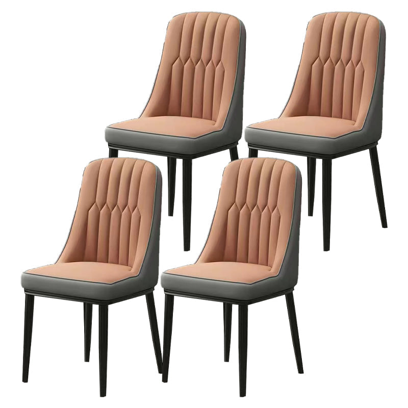 Glam Parsons Dining Side Chair Leather Indoor Dining Chair with Metal Legs Coffee 4 Piece Set Black Clearhalo 'Dining Chairs' 'Dining Tables & Seating' 'dining_chair' 'furn' 'furn_dining_chair' 'Furniture' 'furniture_dining_chair' 'Kitchen & Dining Furniture' 4955104