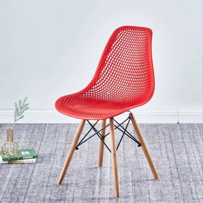 Scandinavian Wood Side Chair Solid Back Kitchen Dining Room Chair Red Clearhalo 'Dining Chairs' 'Dining Tables & Seating' 'dining_chair' 'Furniture' 'furniture_dining_chair' 'Kitchen & Dining Furniture' 4955110