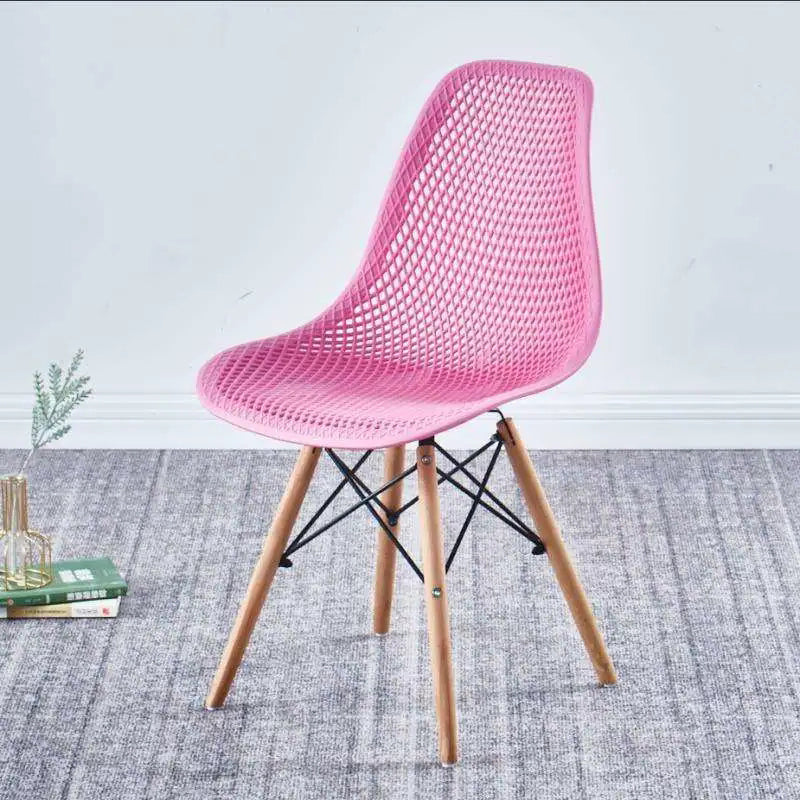 Scandinavian Wood Side Chair Solid Back Kitchen Dining Room Chair Pink Clearhalo 'Dining Chairs' 'Dining Tables & Seating' 'dining_chair' 'Furniture' 'furniture_dining_chair' 'Kitchen & Dining Furniture' 4955116