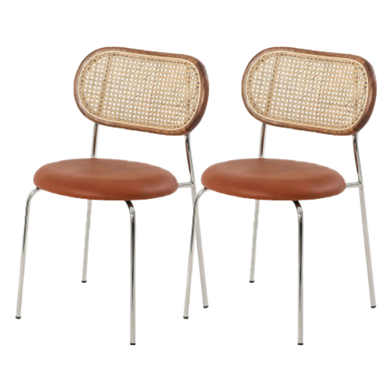 Modern Style PU Leather Side Chair Open Back Dining Side Chair for Dining Room 2 Piece Set Clearhalo 'Dining Chairs' 'Dining Tables & Seating' 'dining_chair' 'furn' 'furn_dining_chair' 'Furniture' 'furniture_dining_chair' 'Kitchen & Dining Furniture' 4955124