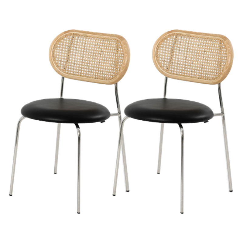 Modern Style PU Leather Side Chair Open Back Dining Side Chair for Dining Room 2 Piece Set Clearhalo 'Dining Chairs' 'Dining Tables & Seating' 'dining_chair' 'furn' 'furn_dining_chair' 'Furniture' 'furniture_dining_chair' 'Kitchen & Dining Furniture' 4955129