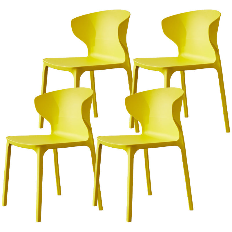 Scandinavian Plastic Side Chair Wingback Dining Kitchen Room Chair Yellow 4 Piece Set Clearhalo 'Dining Chairs' 'Dining Tables & Seating' 'dining_chair' 'furn' 'furn_dining_chair' 'Furniture' 'furniture_dining_chair' 'Kitchen & Dining Furniture' 4955154