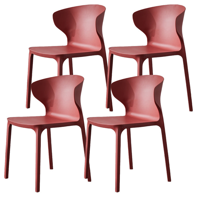 Scandinavian Plastic Side Chair Wingback Dining Kitchen Room Chair Burgundy 4 Piece Set Clearhalo 'Dining Chairs' 'Dining Tables & Seating' 'dining_chair' 'furn' 'furn_dining_chair' 'Furniture' 'furniture_dining_chair' 'Kitchen & Dining Furniture' 4955159