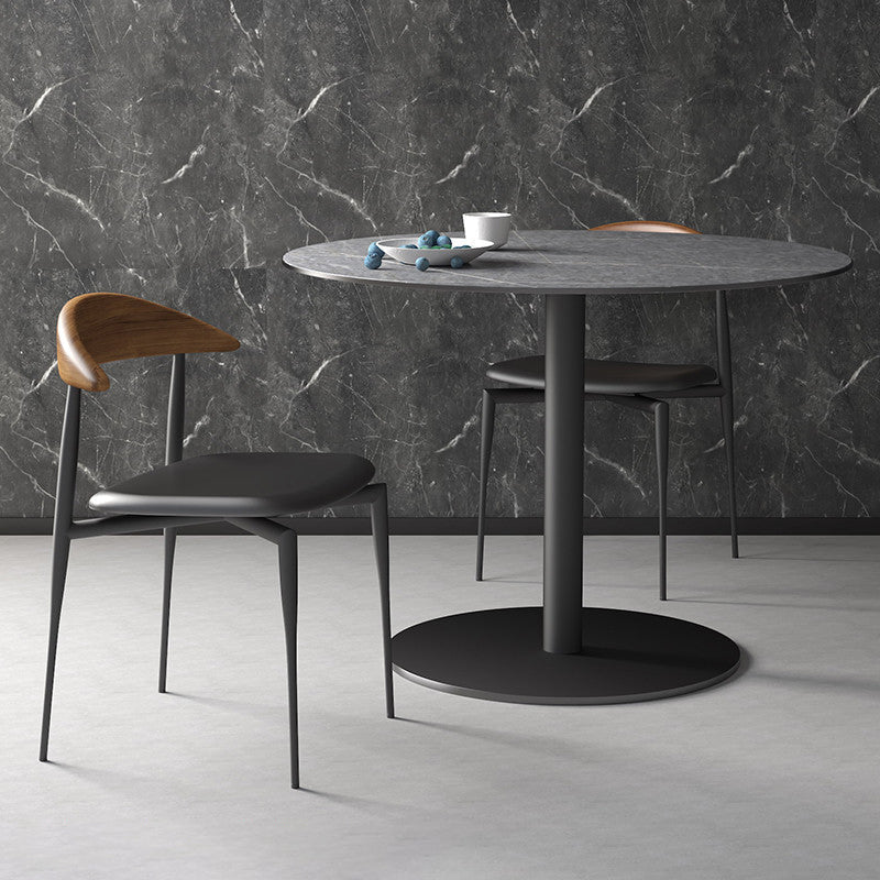 Contemporary PU Leather Side Chair Open Back Stackable Dining Chair Black-Brown 1 Piece Clearhalo 'Dining Chairs' 'Dining Tables & Seating' 'dining_chair' 'furn' 'furn_dining_chair' 'Furniture' 'furniture_dining_chair' 'Kitchen & Dining Furniture' 4955176