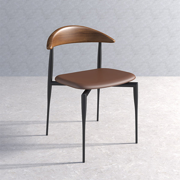 Contemporary PU Leather Side Chair Open Back Stackable Dining Chair Gray-Brown 1 Piece Clearhalo 'Dining Chairs' 'Dining Tables & Seating' 'dining_chair' 'furn' 'furn_dining_chair' 'Furniture' 'furniture_dining_chair' 'Kitchen & Dining Furniture' 4955177