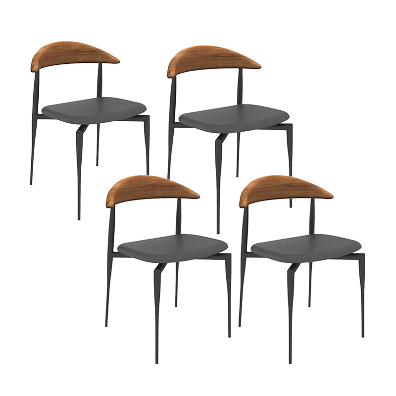 Contemporary PU Leather Side Chair Open Back Stackable Dining Chair Black-Brown 4 Piece Set Clearhalo 'Dining Chairs' 'Dining Tables & Seating' 'dining_chair' 'furn' 'furn_dining_chair' 'Furniture' 'furniture_dining_chair' 'Kitchen & Dining Furniture' 4955184