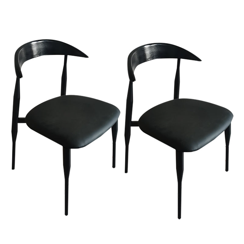 Contemporary PU Leather Side Chair Open Back Stackable Dining Chair Black 2 Piece Set Clearhalo 'Dining Chairs' 'Dining Tables & Seating' 'dining_chair' 'furn' 'furn_dining_chair' 'Furniture' 'furniture_dining_chair' 'Kitchen & Dining Furniture' 4955186