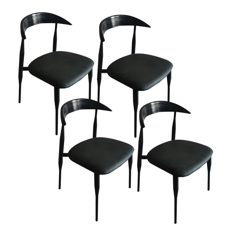 Contemporary PU Leather Side Chair Open Back Stackable Dining Chair Black 4 Piece Set Clearhalo 'Dining Chairs' 'Dining Tables & Seating' 'dining_chair' 'furn' 'furn_dining_chair' 'Furniture' 'furniture_dining_chair' 'Kitchen & Dining Furniture' 4955189