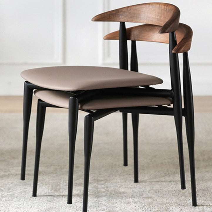 Contemporary PU Leather Side Chair Open Back Stackable Dining Chair Clearhalo 'Dining Chairs' 'Dining Tables & Seating' 'dining_chair' 'furn' 'furn_dining_chair' 'Furniture' 'furniture_dining_chair' 'Kitchen & Dining Furniture' 4955192